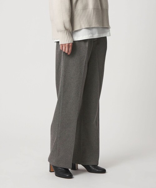 A DAY IN THE LIFE UNITED ARROWS（アデイインザライフユナイテッドアローズ）の「ツイードライクジャージー ワイドパンツ ‐ウォッシャブル‐＜A DAY IN THE LIFE＞（スラックス・レディース・ダークグレー/モカ/ブラック・S/M）」の4枚目の写真