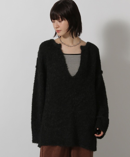 LAKOLE（ラコレ）の「ブークレVネックニットプルオーバー / 598893（ニット/セーター・レディース・グレー/ブラック/カーキ・FREE）」の22枚目の写真