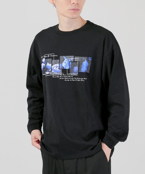 LUXSTYLE(ラグスタイル)の「フラワーフォトプリントロンT(Tシャツ/カットソー・メンズ・ホワイト/ホワイト系その他/ブラック/ブラック系その他・M/L)」の4枚目の写真