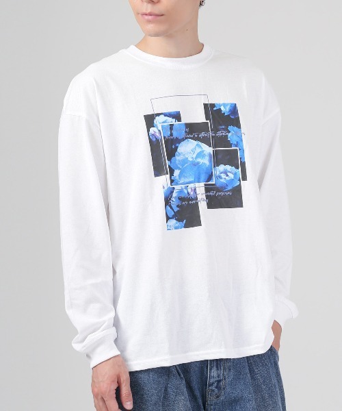 LUXSTYLE(ラグスタイル)の「フラワーフォトプリントロンT(Tシャツ/カットソー・メンズ・ホワイト/ホワイト系その他/ブラック/ブラック系その他・M/L)」の1枚目の写真