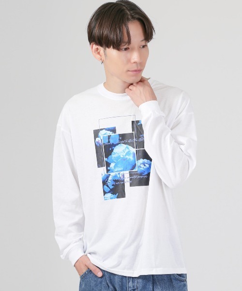 LUXSTYLE(ラグスタイル)の「フラワーフォトプリントロンT(Tシャツ/カットソー・メンズ・ホワイト/ホワイト系その他/ブラック/ブラック系その他・M/L)」の5枚目の写真