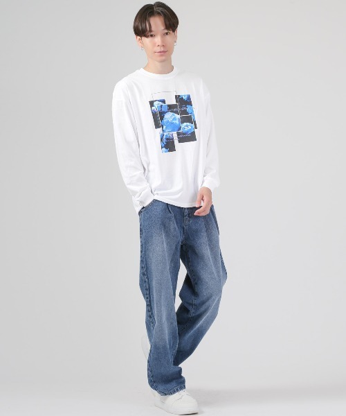 LUXSTYLE(ラグスタイル)の「フラワーフォトプリントロンT(Tシャツ/カットソー・メンズ・ホワイト/ホワイト系その他/ブラック/ブラック系その他・M/L)」の6枚目の写真