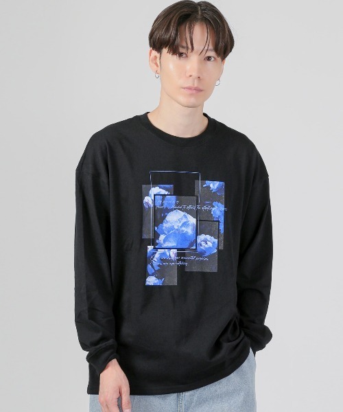 LUXSTYLE(ラグスタイル)の「フラワーフォトプリントロンT(Tシャツ/カットソー・メンズ・ホワイト/ホワイト系その他/ブラック/ブラック系その他・M/L)」の7枚目の写真