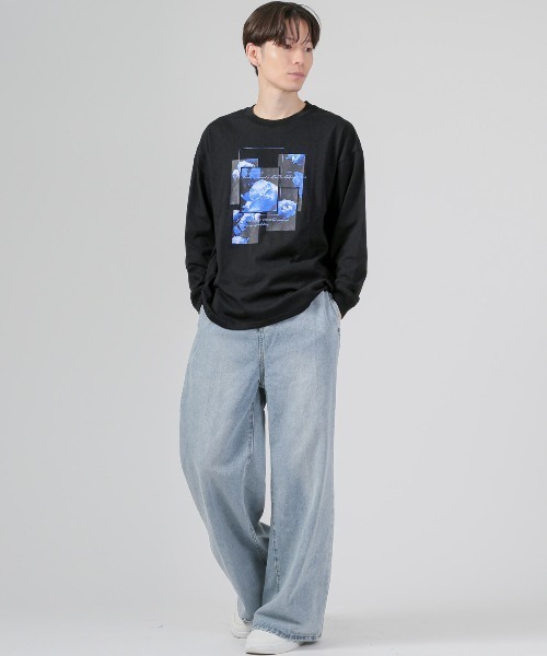 LUXSTYLE(ラグスタイル)の「フラワーフォトプリントロンT(Tシャツ/カットソー・メンズ・ホワイト/ホワイト系その他/ブラック/ブラック系その他・M/L)」の8枚目の写真