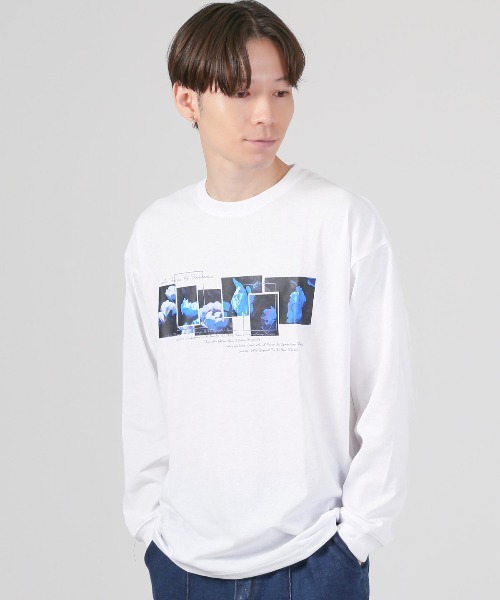 LUXSTYLE(ラグスタイル)の「フラワーフォトプリントロンT(Tシャツ/カットソー・メンズ・ホワイト/ホワイト系その他/ブラック/ブラック系その他・M/L)」の9枚目の写真