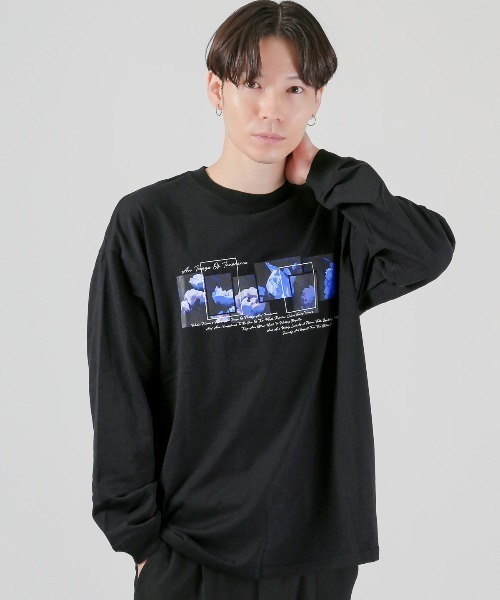 LUXSTYLE(ラグスタイル)の「フラワーフォトプリントロンT(Tシャツ/カットソー・メンズ・ホワイト/ホワイト系その他/ブラック/ブラック系その他・M/L)」の11枚目の写真