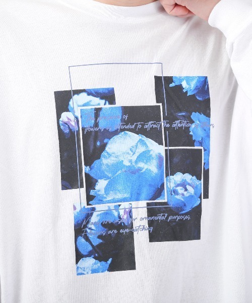LUXSTYLE(ラグスタイル)の「フラワーフォトプリントロンT(Tシャツ/カットソー・メンズ・ホワイト/ホワイト系その他/ブラック/ブラック系その他・M/L)」の13枚目の写真
