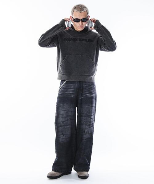 SHORT ROUND(ショートラウンド)の「SHORT ROUND/コンパクトフィットロゴプルパーカー(パーカー・メンズ・グレー/ブラック系その他・MEDIUM/LARGE)」の6枚目の写真