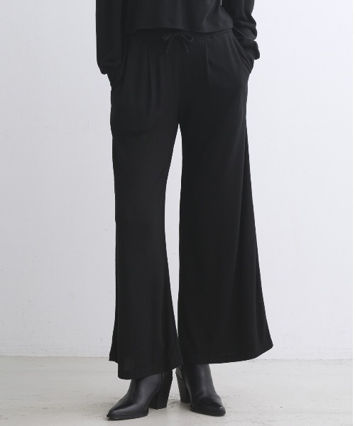three dots(スリードッツ)の「ブラッシュドセーター ワイドパンツ(その他パンツ・レディース・グレー系その他/ブラック/ブラウン系その他/ネイビー・MEDIUM/SMALL)」の1枚目の写真