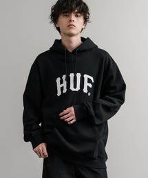HUF ハフ ARCH P/O HOODIE オーバーサイズアーチロゴプリント裏起毛プルオーバーパーカー
