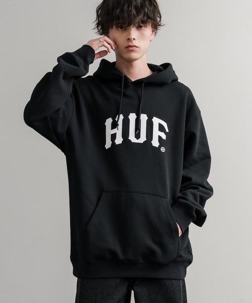 HUF（ハフ）の「HUF ハフ ARCH P/O HOODIE オーバーサイズアーチロゴプリント裏起毛プルオーバーパーカー（パーカー・メンズ・ブラウン/ブラック/ライラック・M/L/XL）」の5枚目の写真
