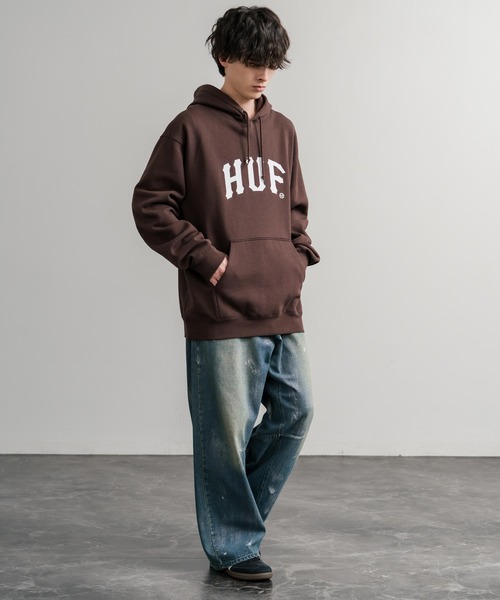 HUF（ハフ）の「HUF ハフ ARCH P/O HOODIE オーバーサイズアーチロゴプリント裏起毛プルオーバーパーカー（パーカー・メンズ・ブラウン/ブラック/ライラック・M/L/XL）」の10枚目の写真