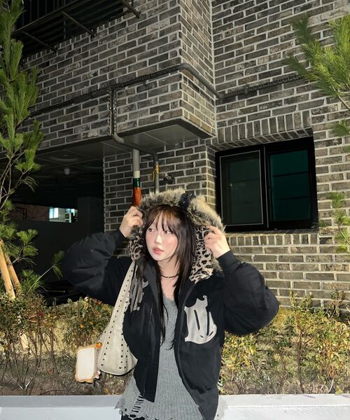 HOODHOOD(フッドフッド)の「HDアーティフィシャルレザー パッチ ボンバーダウンジャケット カモ(ダウンジャケット/コート・レディース・その他・1/2/3)」の17枚目の写真