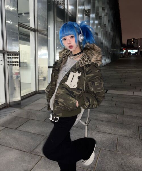 HOODHOOD(フッドフッド)の「HDアーティフィシャルレザー パッチ ボンバーダウンジャケット カモ(ダウンジャケット/コート・レディース・その他・1/2/3)」の18枚目の写真