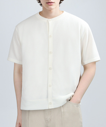 GAFF TEX ROUND HALF CARDIGAN (CREAM)