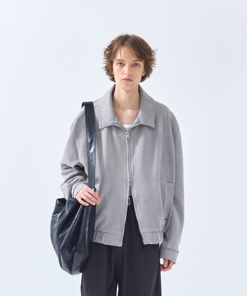 86-IRO348 ポケットレイヤードスエードジャケット グレー