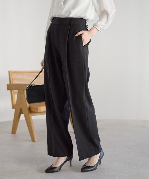 RIRIYANO(リリヤーノ)の「<洗える>単品ストレッチシャンブレーストレートパンツ(スーツパンツ・レディース・チャコールグレー/ブラック・11号/9号/13号/7号/19号/17号/15号)」の4枚目の写真