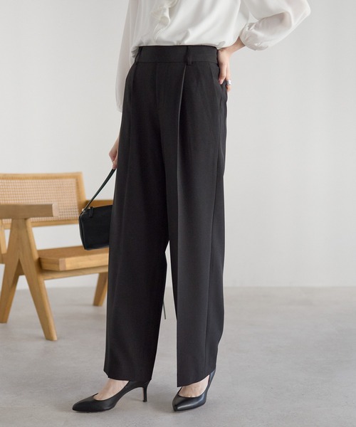 RIRIYANO(リリヤーノ)の「<洗える>単品ストレッチシャンブレーストレートパンツ(スーツパンツ・レディース・チャコールグレー/ブラック・11号/9号/13号/7号/19号/17号/15号)」の5枚目の写真