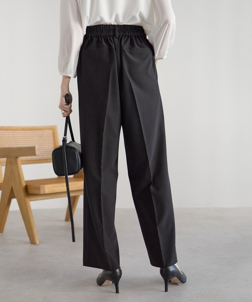 RIRIYANO(リリヤーノ)の「<洗える>単品ストレッチシャンブレーストレートパンツ(スーツパンツ・レディース・チャコールグレー/ブラック・11号/9号/13号/7号/19号/17号/15号)」の6枚目の写真