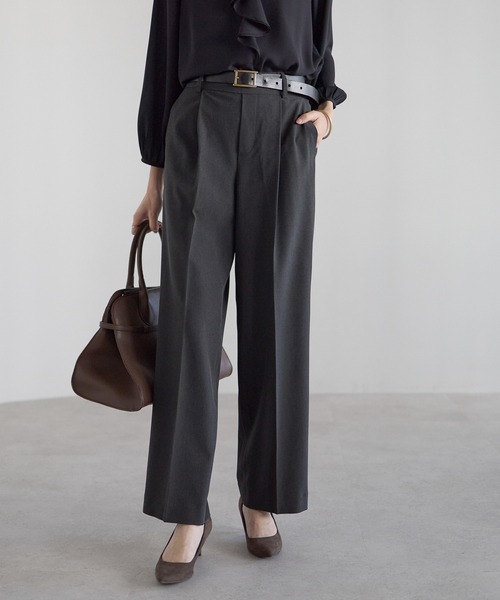 RIRIYANO(リリヤーノ)の「<洗える>単品ストレッチシャンブレーストレートパンツ(スーツパンツ・レディース・チャコールグレー/ブラック・11号/9号/13号/7号/19号/17号/15号)」の18枚目の写真