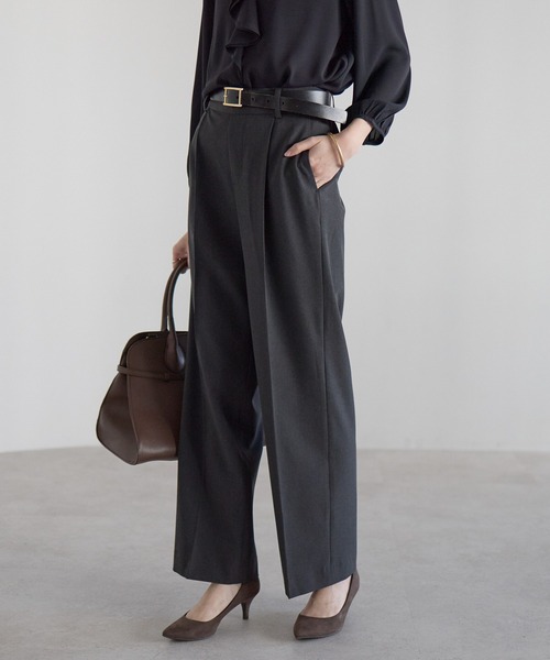 RIRIYANO(リリヤーノ)の「<洗える>単品ストレッチシャンブレーストレートパンツ(スーツパンツ・レディース・チャコールグレー/ブラック・11号/9号/13号/7号/19号/17号/15号)」の19枚目の写真