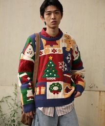 HOOK -original-　厚手パッチワーククリスマスニットプルオーバー (AW)