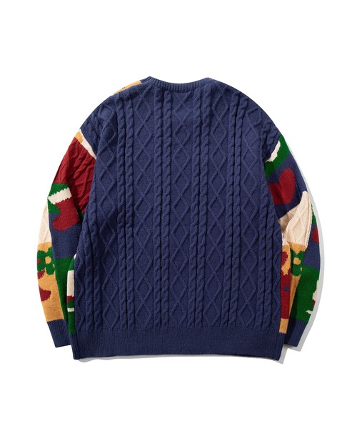 HOOK(フック)の「HOOK -original- 厚手パッチワーククリスマスニットプルオーバー (AW)(ニット/セーター・メンズ・ブルー・LARGE/MEDIUM/SMALL/X-LARGE)」の21枚目の写真