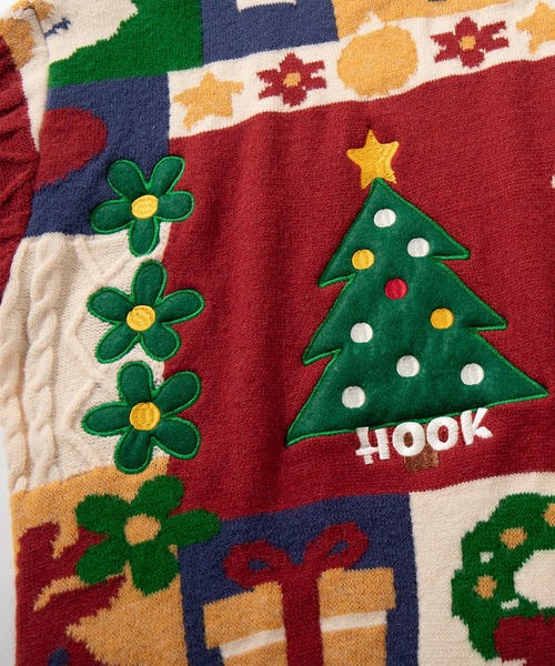 HOOK(フック)の「HOOK -original- 厚手パッチワーククリスマスニットプルオーバー (AW)(ニット/セーター・メンズ・ブルー・LARGE/MEDIUM/SMALL/X-LARGE)」の11枚目の写真