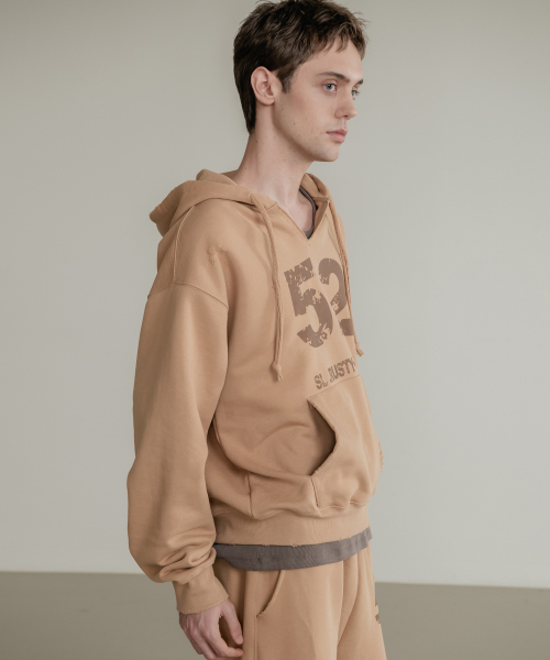 SSIN AND LEE（シンアンドリー）の「ラスティコットンスウェットフードパーカー ベージュ（パーカー・メンズ・その他・LARGE/MEDIUM）」の2枚目の写真