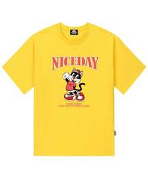 NICEDAY ピンクキャットグラフィックTシャツ - イエロー
