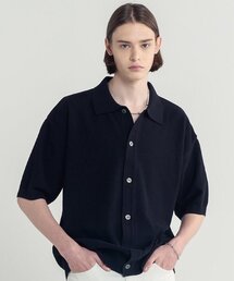 BLOND9（ブロンドナイン）の「コットンカラ半袖ニットカーディガン_ブラック（カーディガン/ボレロ）」