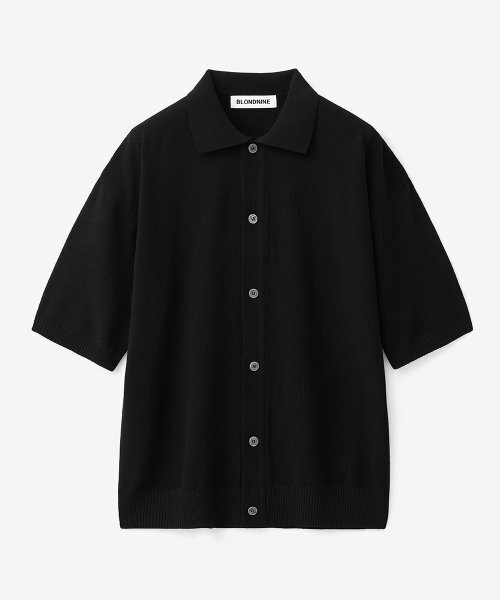 BLOND9(ブロンドナイン)の「コットンカラ半袖ニットカーディガン_ブラック(カーディガン/ボレロ・メンズ・ブラック・LARGE/MEDIUM/SMALL/X-LARGE/XX-LARGE)」の2枚目の写真