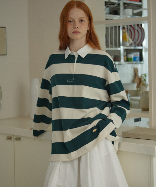 YUPPE(ヨッペ)の「LONG STRIPE T-SHIRT_GREEN(ポロシャツ・レディース・その他・FREE)」の2枚目の写真
