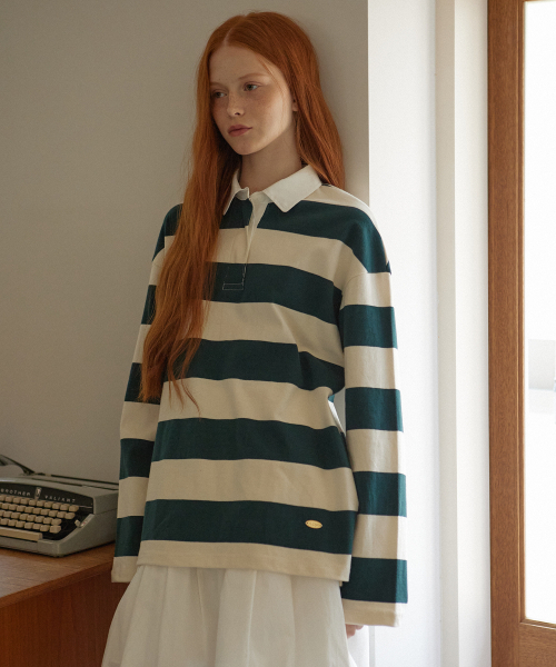 YUPPE(ヨッペ)の「LONG STRIPE T-SHIRT_GREEN(ポロシャツ・レディース・その他・FREE)」の4枚目の写真