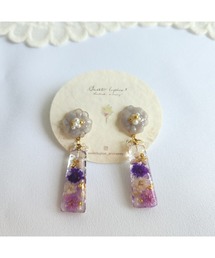 【Sweetlupine】【Sweetlupine】【パープル】淡い花形 クリアステック フラワー お花いっぱい レジン ♡チタンピアス(MA)