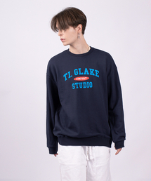 コンフォートオーバーサイズ裏毛スウェットTシャツネイビー