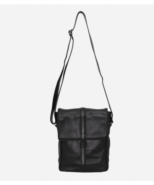 Classic Shrunken Cowhide Crossbody Messenger Bag Black B41211