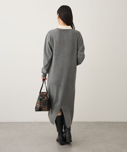 CRAFT STANDARD BOUTIQUE（クラフトスタンダードブティック）の「ポロ衿ニットワンピース（ワンピース・レディース・ダークブラウン/杢グレー・FREE）」の7枚目の写真