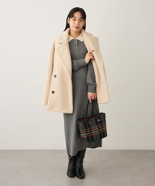 CRAFT STANDARD BOUTIQUE（クラフトスタンダードブティック）の「ポロ衿ニットワンピース（ワンピース・レディース・ダークブラウン/杢グレー・FREE）」の8枚目の写真