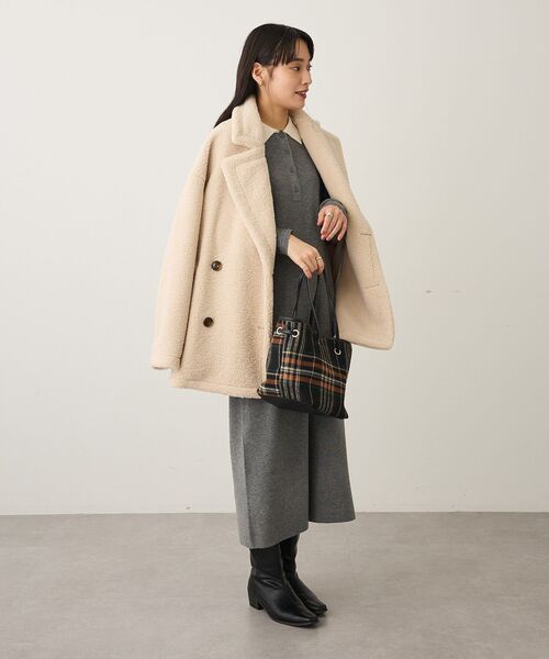 CRAFT STANDARD BOUTIQUE（クラフトスタンダードブティック）の「ポロ衿ニットワンピース（ワンピース・レディース・ダークブラウン/杢グレー・FREE）」の9枚目の写真