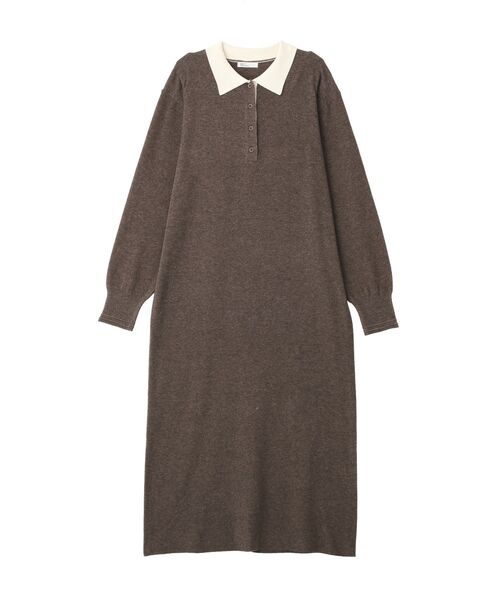 CRAFT STANDARD BOUTIQUE（クラフトスタンダードブティック）の「ポロ衿ニットワンピース（ワンピース・レディース・ダークブラウン/杢グレー・FREE）」の13枚目の写真