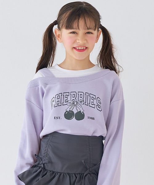coca（coca）（コカ）の「キッズ　ワンショルスウェットプルオーバー（スウェット・キッズ・ラベンダー/ブラック・120/130/140/150）」の2枚目の写真