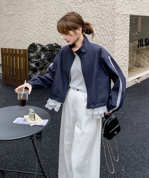 inst.ALL(インストール)の「レースドッキングスタンドブルゾン(ブルゾン・レディース・ライトグレー/ミント/ネイビー/イエロー・M)」の9枚目の写真