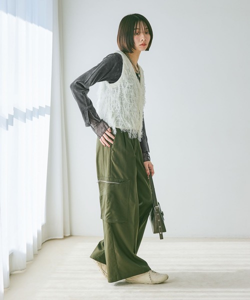 PAGEBOY(ページボーイ)の「ループアミベスト(ベスト・レディース・ブラック/グレー/オフホワイト・FREE)」の5枚目の写真