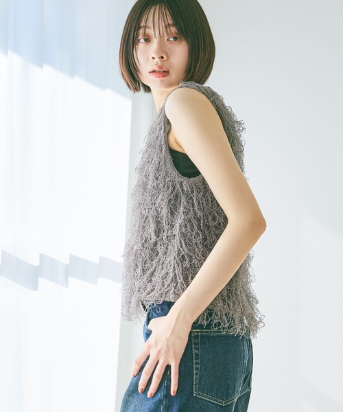 PAGEBOY(ページボーイ)の「ループアミベスト(ベスト・レディース・ブラック/グレー/オフホワイト・FREE)」の21枚目の写真