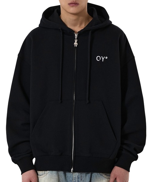 あゆみ めておら パーカー ジップアップフーディ 黒 ロゴデザイン OY/オーワイ』PATCH DOLLY HOODIE ZIP UP/パッチドリージップアップ