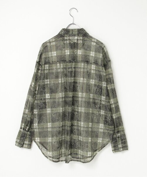 notch.（ノッチ）の「チェックプリントレースシャツ（シャツ/ブラウス・レディース・ブラック/オフホワイト・M）」の10枚目の写真