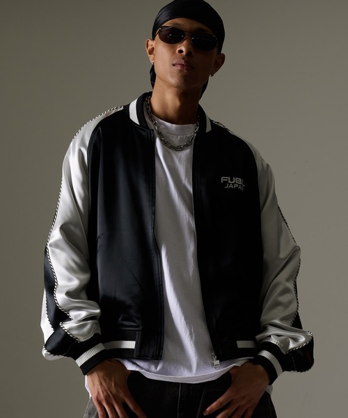 FUBU( フブ)の「FUBU フブ ブランド Embroidered Souvenir Jacket / 刺繍スカジャン 龍モチーフ スーベニアジャケット(スタジャン・メンズ・ネイビー/ブラック・M/L/XL/XXL)」の3枚目の写真