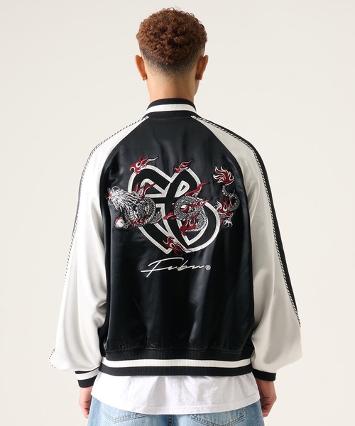 FUBU( フブ)の「FUBU フブ ブランド Embroidered Souvenir Jacket / 刺繍スカジャン 龍モチーフ スーベニアジャケット(スタジャン・メンズ・ネイビー/ブラック・M/L/XL/XXL)」の9枚目の写真