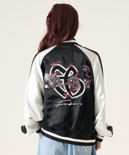FUBU( フブ)の「FUBU フブ ブランド Embroidered Souvenir Jacket / 刺繍スカジャン 龍モチーフ スーベニアジャケット(スタジャン・メンズ・ネイビー/ブラック・M/L/XL/XXL)」の12枚目の写真